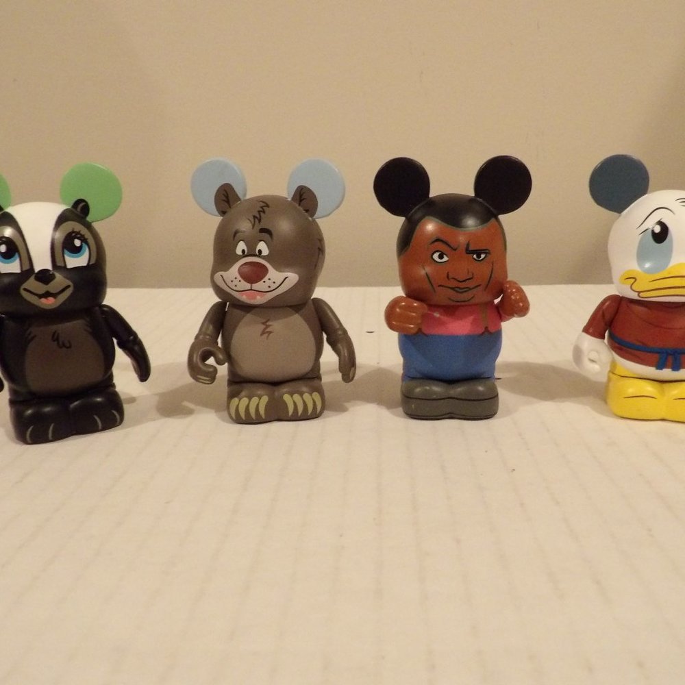 +Disney Vinylmation 3" Figure Lot of 4 Flowers, Donald, Baloo, John Henry